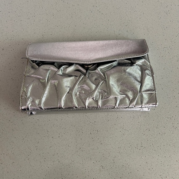 Vintage Small Silver Clutch Wedding Guest Purse Evening Bag - Picture 7 of 7